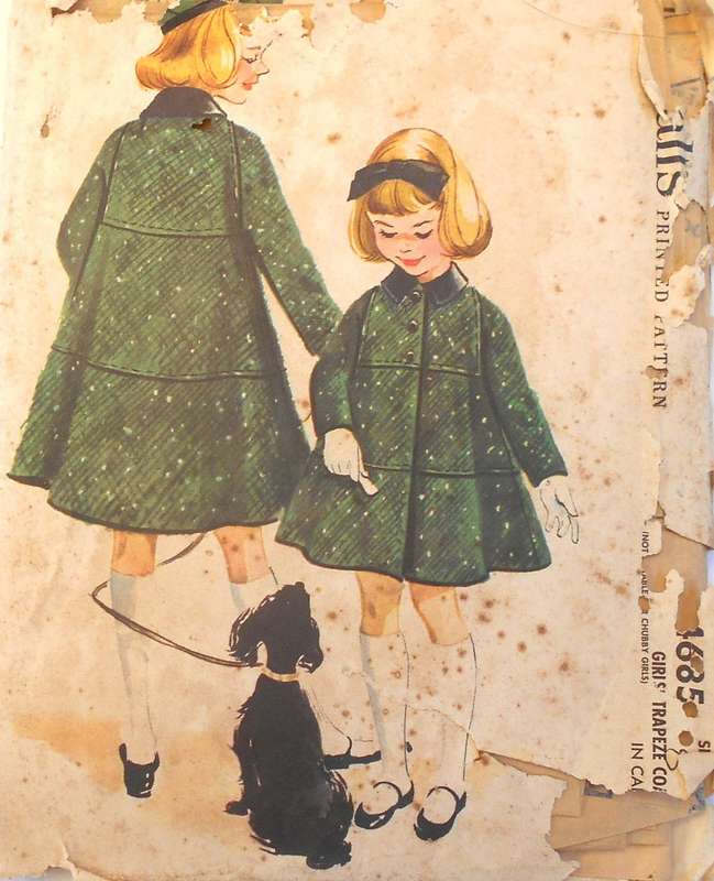 V/VINTAGE McCALLS 4685 GIRLS TRAPEZE COLLAR COAT SIZE 8 YEARS COMPLETE