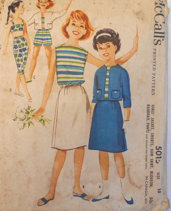 VINTAGE McCALLS 5015 GIRLS JACKET-SHORTS- SKIRT-BLOUSE-BANDEAU-PANTS SIZE 10 YRS COMPLETE-UNCUT F/F