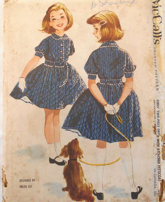VVINTAGE McCALLS 5086 GIRLS TWO PIECE DRESS+ATTACHED PETTICOAT SIZE 12 YRS COMPLETE-UNCUT F/F