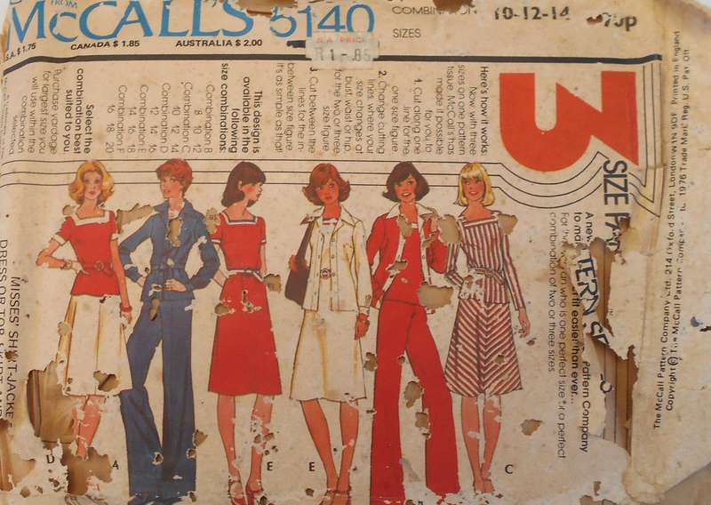 VINTAGE McCALLS 5140 SHIRT/JACKET-DRESS-TOP-SKIRT-PANTS SIZE 10-12-14 COMPLETE