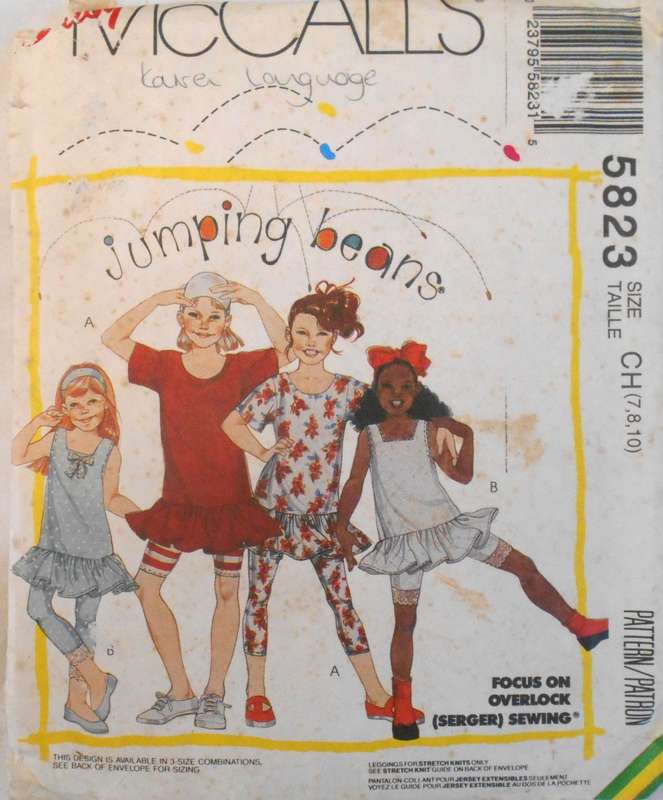 McCALLS 5823 GIRLS TUNICS & LEGGINGS SIZE 7-8-10 YEARS COMPLETE-CUT TO 8 YEARS