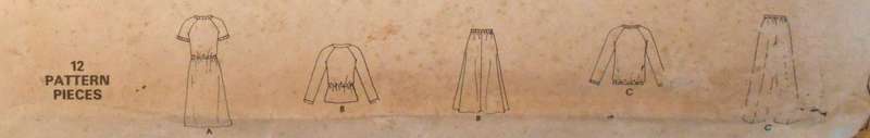 VINTAGE McCALLS 5925 DRESS-TOP-SKIRT-PANTS SIZE 10-12-14 COMPLETE-CUT TO 14