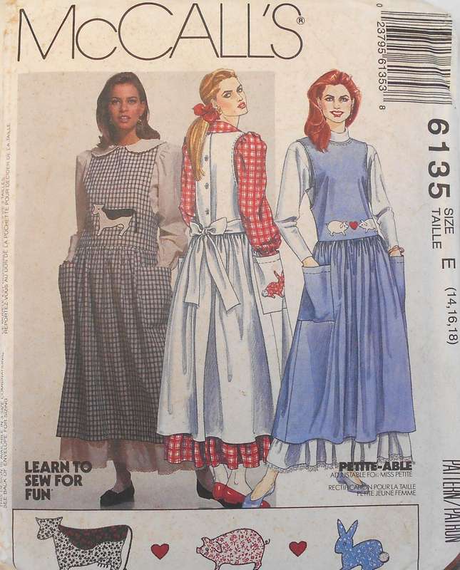 McCALLS 6135 PINAFORE-BLOUSE-PETTICOAT-APPLIQUES SIZE 14-16-18 COMPLETE-UNCUT-F/FOLDED