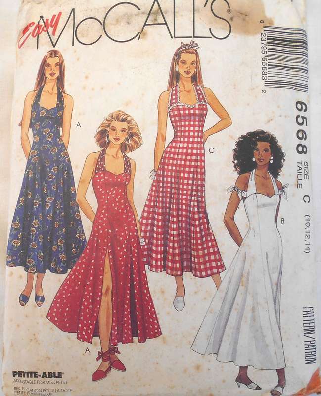 McCALLS 6568 HALTER PRINCESS SEAMED DRESSES FIT & FLARED SIZE 10-12-14 COMPLETE-CUT TO 14