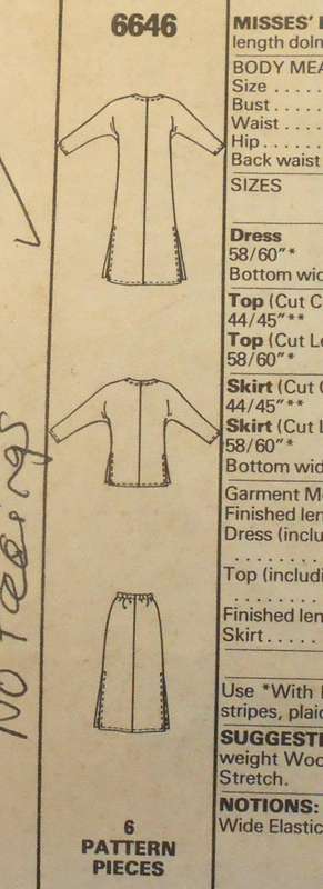 VINTAGE McCALLS 6646 DRESS-TOP-SKIRT FOR KNITS SIZE PETITE 6-8 COMPLETE