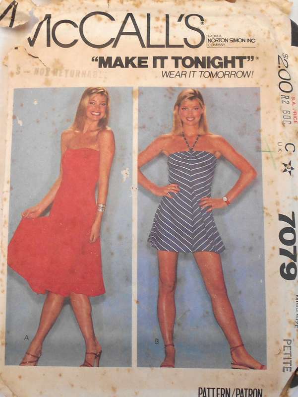 VINTAGE McCALLS 7079 FLARED DIAS CUT DRESS SIZE PETITE 6-8 COMPLETE
