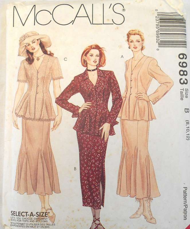 McCALLS 6983 TOPS & SKIRTS SIZE 8-10-12 COMPLETE-UNCUT-F/FOLDED