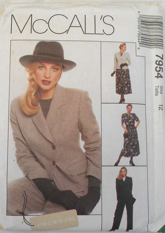 McCALLS 7954 LINED JACKET-TOP-PANTS-PULL ON SKIRT SIZE 12 COMPLETE-UNCUT-F/FOLDED