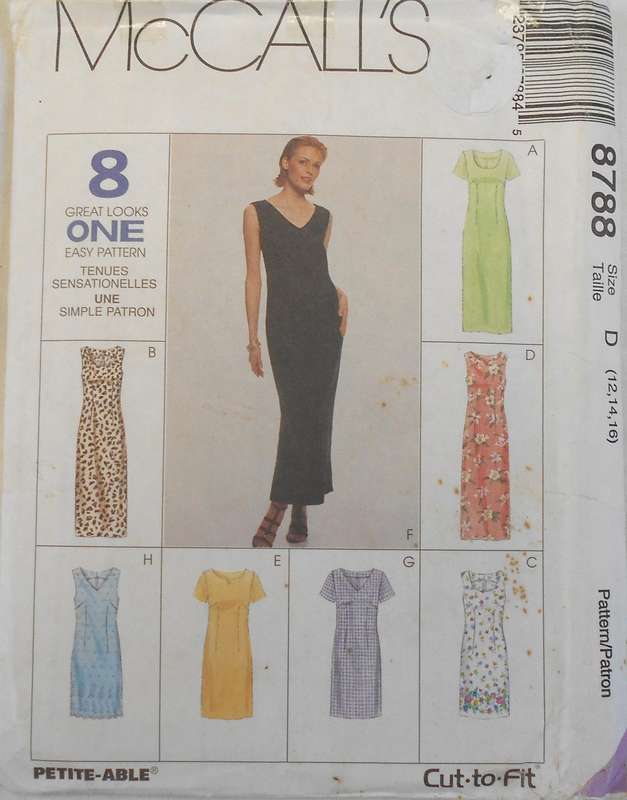 McCALLS 8788 DRESS  IN 2 LENGTHS SIZE  12-14-16 COMPLETE-UNCUT-F/FOLDED