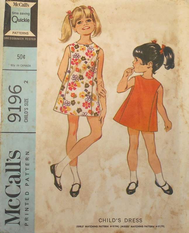 VINTAGE McCALLS 9196 GIRLS DRESS SIZE 2 YEARS COMPLETE