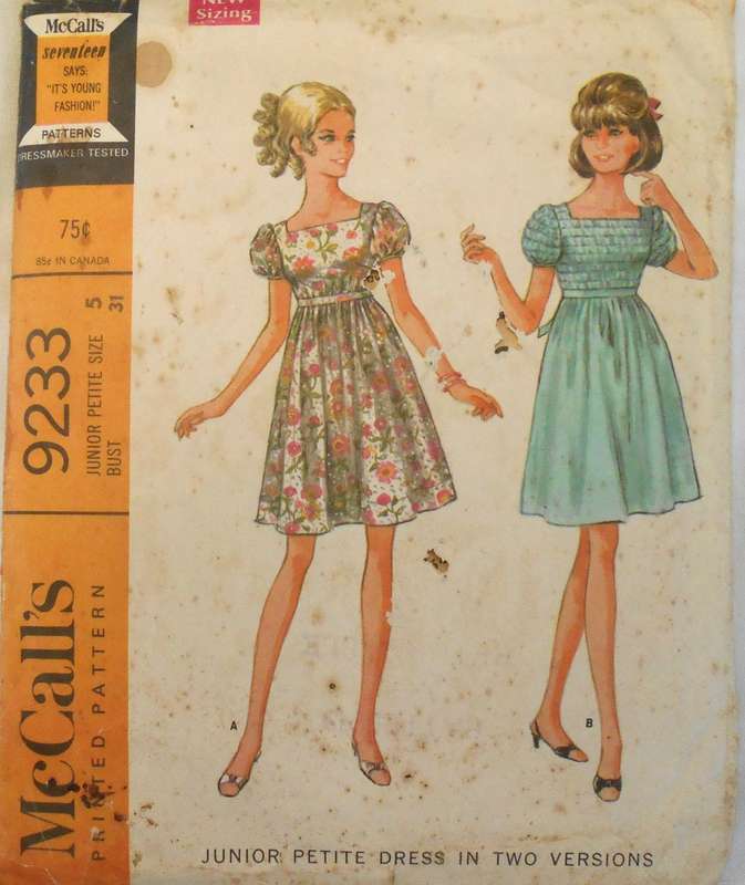 VINTAGE McCALLS 9233 DRESS IN 2 VERSIONS SIZE 5 BUST 31 COMPLETE