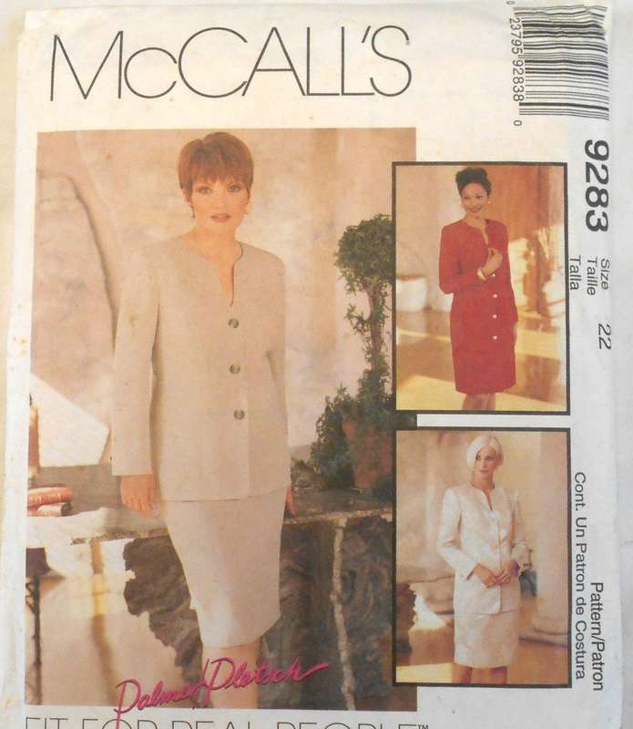 McCALLS 9283 LINED DRESS-LINED JACKET-SKIRT SIZE 22 COMPLETE-DRESS CUT INTO PARTS