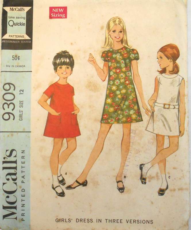 VINTAGE McCALLS 9309 GIRLS DRESS IN 3 VERSIONS SIZE 12 YEARS COMPLETE