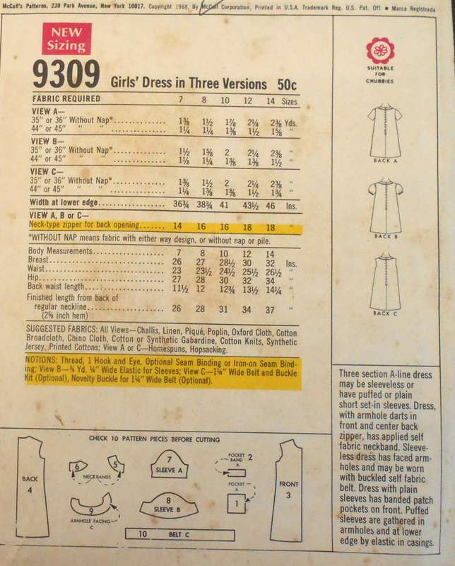 VINTAGE McCALLS 9309 GIRLS DRESS IN 3 VERSIONS SIZE 12 YEARS COMPLETE