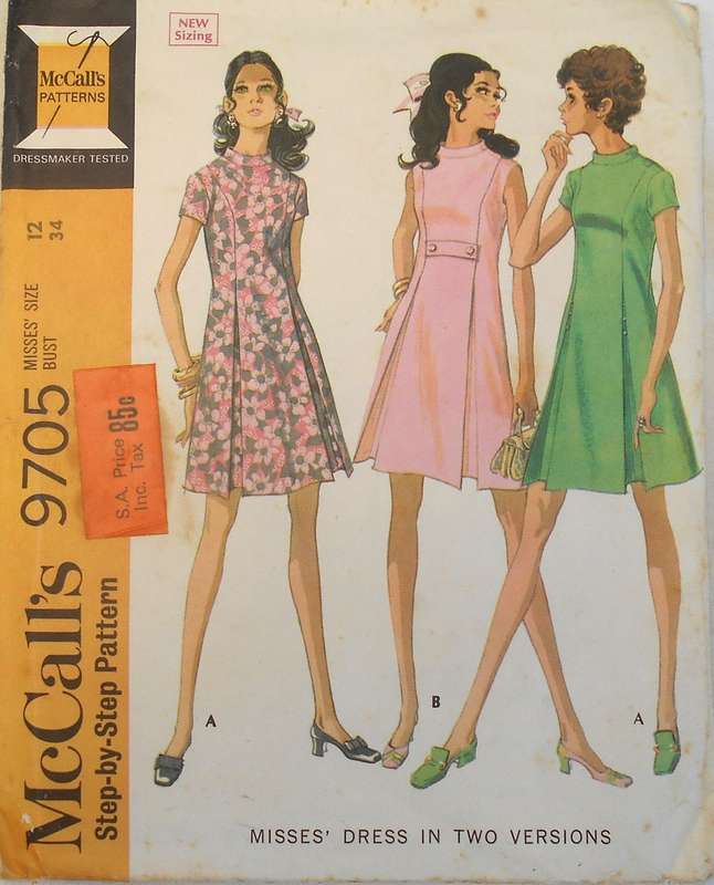 VINTAGE McCALLS 9705 DRESS IN 2 VERSIONS SIZE 12 BUST 34 COMPLETE