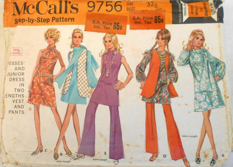VINTAGE McCALLS 9756 DRESS IN 2 LENGTHS-WAISTCOA SIZE 10 BUST 32 1/2 - NO PANTS PATTERN SUPPLIED