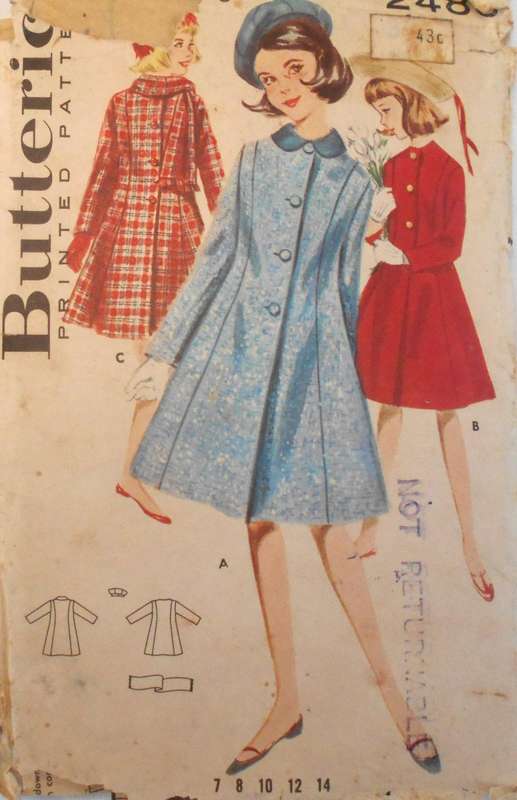 VINTAGE BUTTERICK 2480 GIRLS COAT & HAT SIZE 8 YEARS BREAST 26 COMPLETE