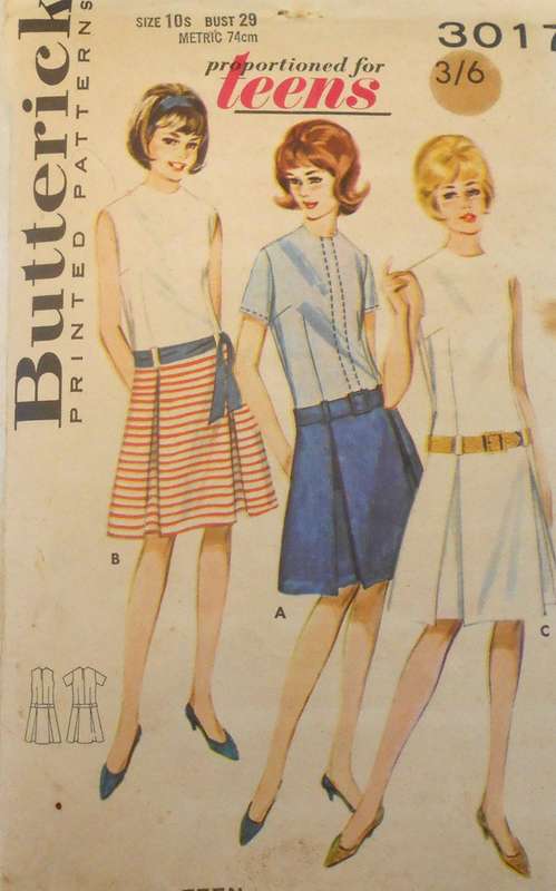 VINTAGE BUTTERICK 3017 LOW BELTER DRESS SIZE 10 BUST 29 COMPLETE