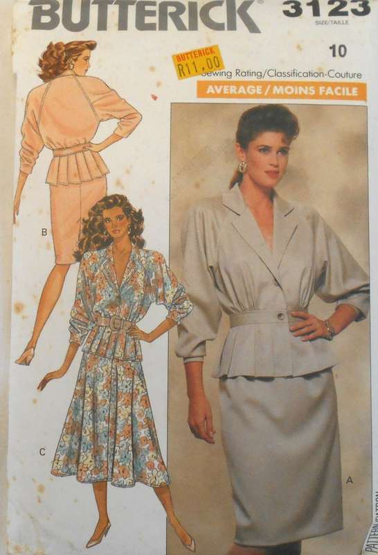 BUTTERICK 3123 TOP & SKIRT SIZE 10 COMPLETE
