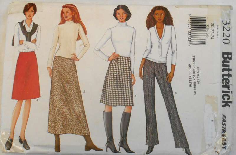 BUTTERICK 3220 SKIRT & PANTS SIZE 20-22-24 COMPLETE-CUT TO 20