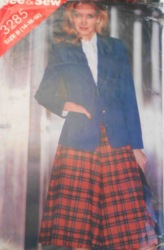 BUTTERICK 3285 JACKET & SKIRT SIZE 14-16-18 COMPLETE-CUT TO 18