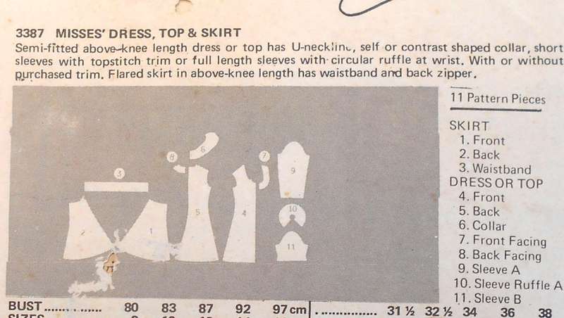 BUTTERICK 3387 DRESS-TOP-SKIRT SIZE 14 BUST 36 COMPLETE