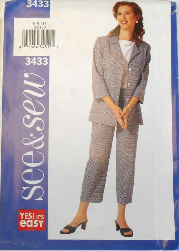 BUTTERICK 3433 JACKET & PANTS SIZE 6-8-10 COMPLETE-UNCUT-F/FOLDED