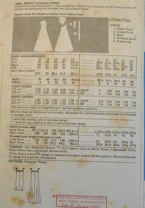 BUTTERICK 3605 CLOSE FITTING FLARED EVENING DRESS SIZE 12 BUST 34 COMPLETE