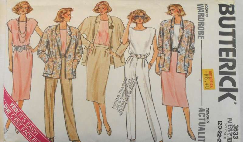 BUTTERICK 3633 JACKET-SKIRT-PANTS-TOP SIZE 20-22-24 COMPLETE-CUT TO 24