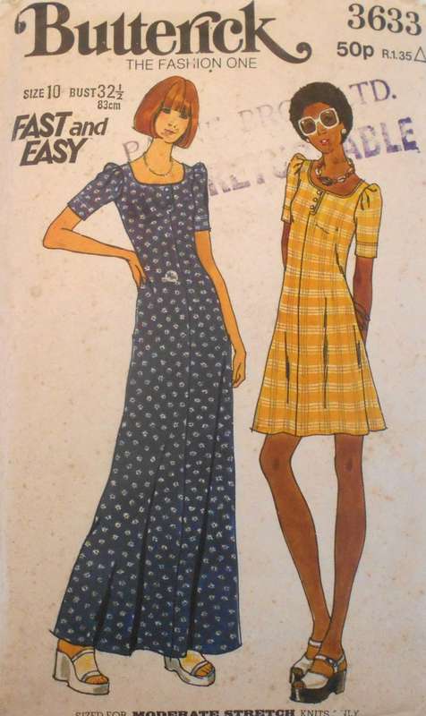 BUTTERICK 3633 CLOSE FITTING FLARED DRESS SIZE 10 BUST 32 1/2" COMPLETE