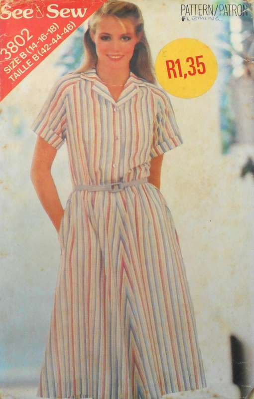 BUTTERICK 3802 LOOSE FITTING DRESS SIZE 14-16-18 COMPLETE-CUT TO 18