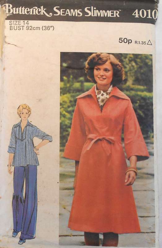 BUTTERICK 4010 DRESS-TUNIC-PANTS-BELT SIZE 14 BUST 92 CM COMPLETE