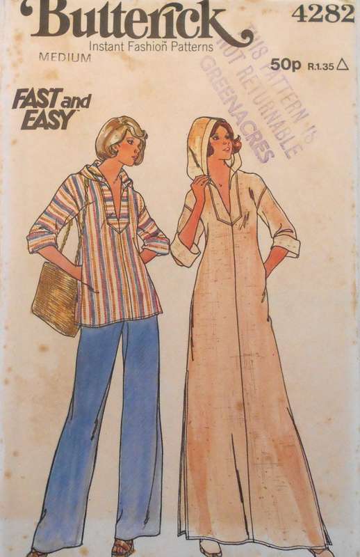 VINTAGE BUTTERICK 4282 CAFTAN & TOP SIZE MEDIUM  12-14 COMPLETE-UNCUT-F/FOLDED