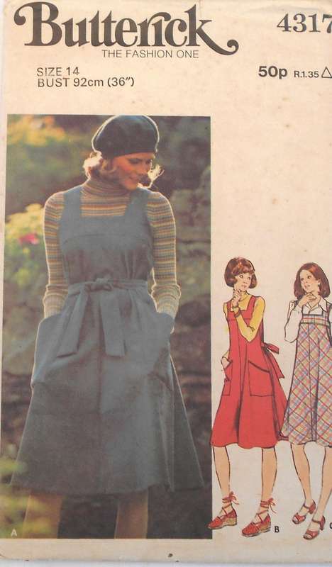BUTTERICK 4317 PINAFORE SIZE 14 BUST 92 CM COMPLETE-UNCUT-F/FOLDED