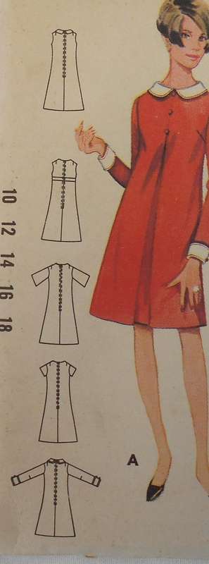 VINTAGE BUTTERICK 4485 ONE PIECE DRESS SIZE 16 BUST 36 COMPLETE-UNCUT-F/FOLDED