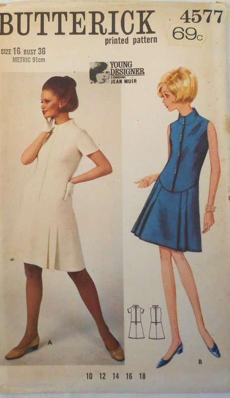 VINTAGE BUTTERICK 4577 ONE PIECE DRESS SIZE 16 BUST 36 COMPLETE-UNCUT-F/FOLDED