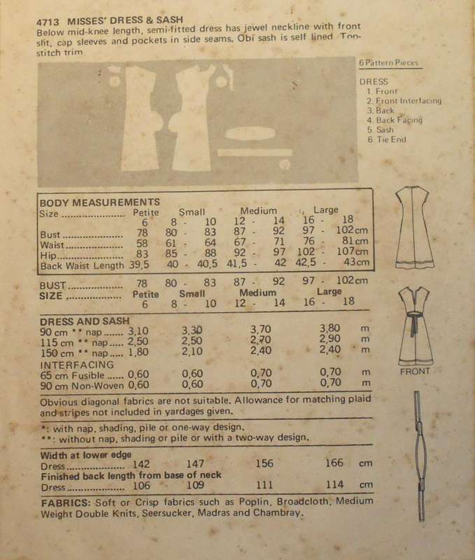 BUTTERICK 4713 DRESS-SASH SIZE SMALL 8-10 COMPLETE