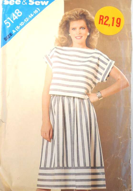 BUTTERICK 5148 TOP & SKIRT SIZE 8-10-12-14-16 COMPLETE-CUT TO 12