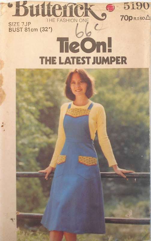 BUTTERICK 5190 PINAFORE DRESS SIZE 7 JP BUST 81 CM COMPLETE-UNCUT-F/FOLDED