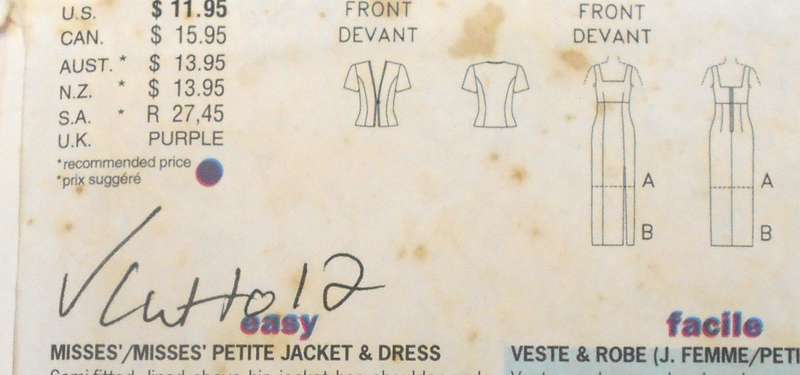 BUTTERICK 5361 SEMI FITTED JACKET & LINED DRESS SIZE 8-10-12 COMPLETE-CUT TO 12