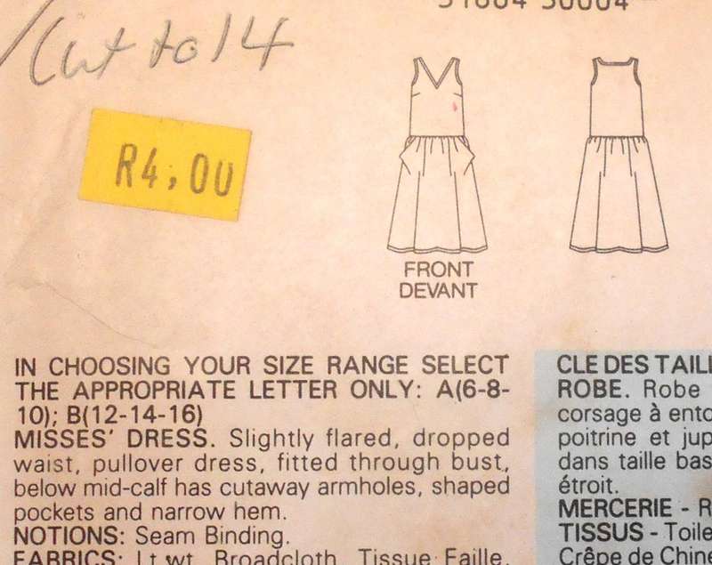 BUTTERICK 5391 SLIGHTLY FLARED DROPPED WAIST PULLOVER DRESS SIZE 12-14-16 COMPLETE-CUT TO 14