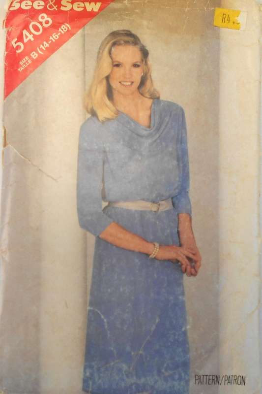 BUTTERICK 5408 COWL NECK PULLOVER DRESS SIZE 12-14-16 COMPLETE-UNCUT-F/FOLDED