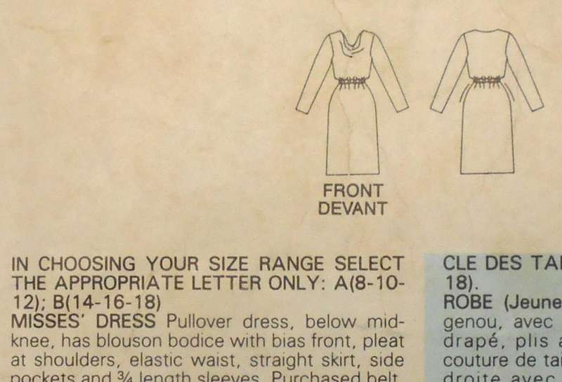 BUTTERICK 5408 COWL NECK PULLOVER DRESS SIZE 12-14-16 COMPLETE-UNCUT-F/FOLDED