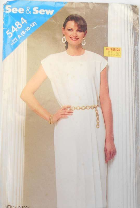 BUTTERICK 5484 VERY LOOSE STRAIGHT PULLOVER DRESS SIZE 8-10-12 COMPLETE-CUT TO 12