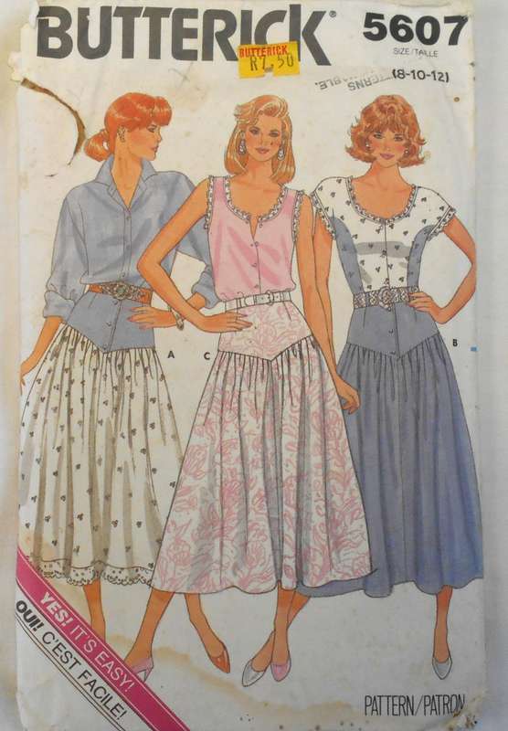 BUTTERICK 5607 FLARED SKIRTS SIZE 8-10-12 COMPLETE-CUT TO 12