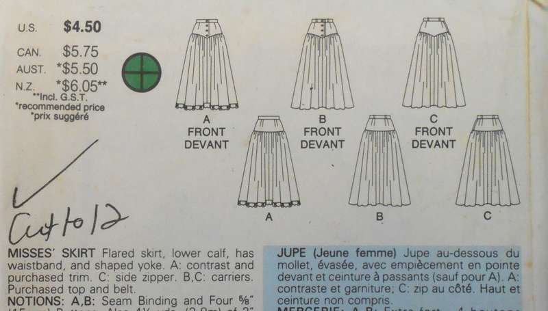 BUTTERICK 5607 FLARED SKIRTS SIZE 8-10-12 COMPLETE-CUT TO 12