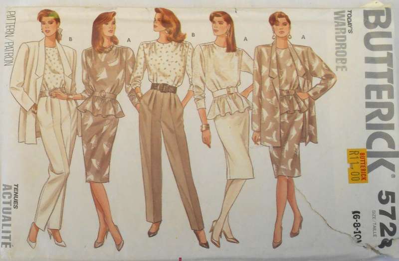 BUTTERICK 5728 JACKET-TOP-SKIRT-PANTS SIZE 6-8-10 COMPLETE-UNCUT-F/FOLDED