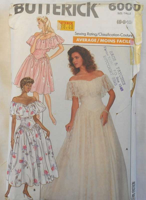BUTTERICK 6000 SLEEVELESS DROPPED WAIST EVENING DRESS SIZE 6-8-10 COMPLETE-CUT TO 8