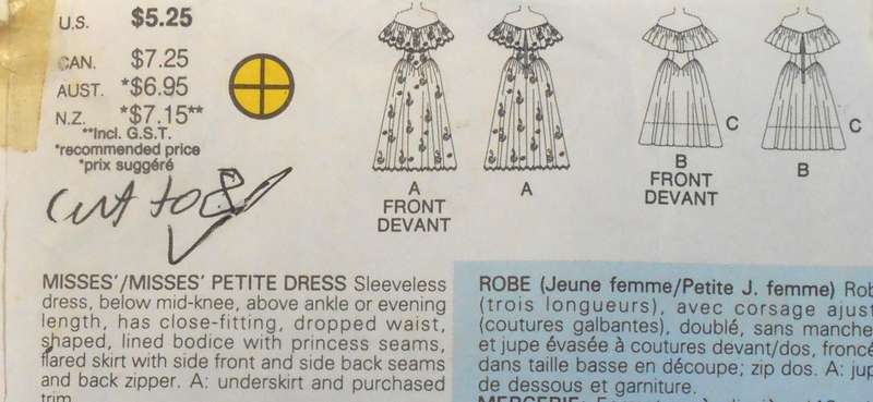 BUTTERICK 6000 SLEEVELESS DROPPED WAIST EVENING DRESS SIZE 6-8-10 COMPLETE-CUT TO 8