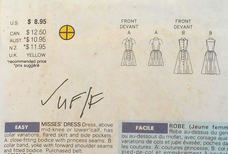 BUTTERICK 6203 DRESS WITH FLARED SKIRT & COLLAR VARIATIONS SIZE 6-8-10 COMPLETE-UNCUT-F/FOLDED